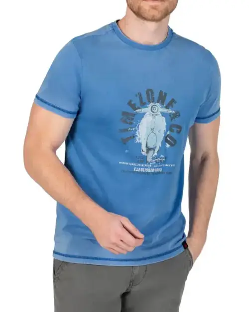 Timezone - Scooter Print T-Shirt Blue