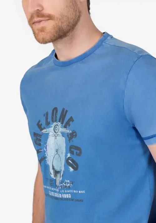 Timezone - Scooter Print T-Shirt Blue - Image 3
