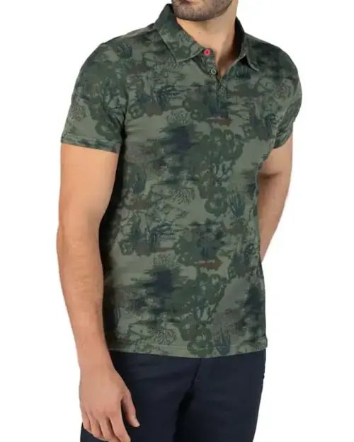 Timezone - Fancy polo shirt Green Blue print