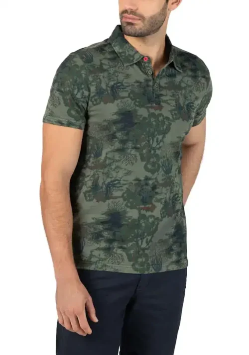 Timezone - Fancy polo shirt Green Blue print