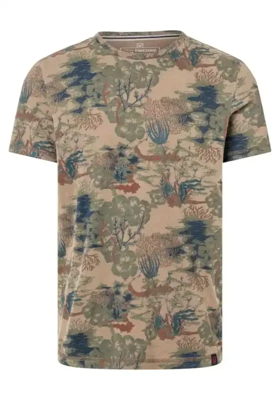 Timezone - Vintage Print T-Shirt, Brown green - Image 5