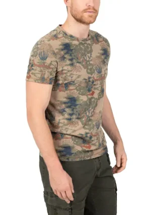 Timezone - Vintage Print T-Shirt, Brown green