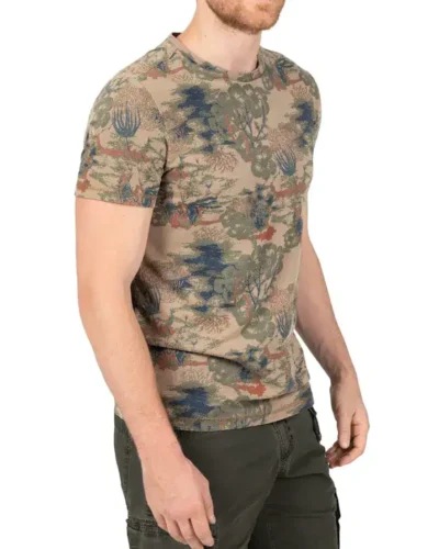 Timezone - Vintage Print T-Shirt, Brown green