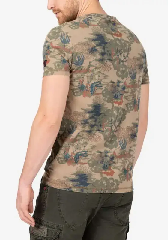 Timezone - Vintage Print T-Shirt, Brown green - Image 4