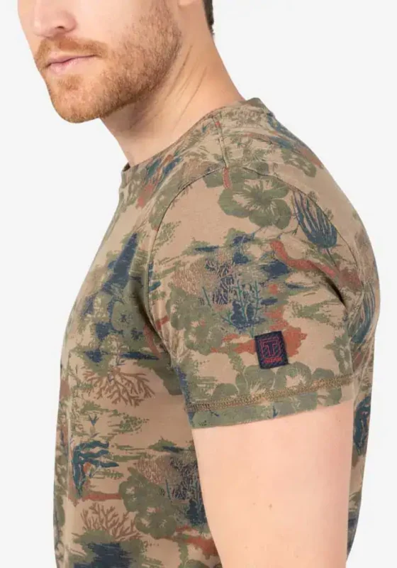 Timezone - Vintage Print T-Shirt, Brown green - Image 3