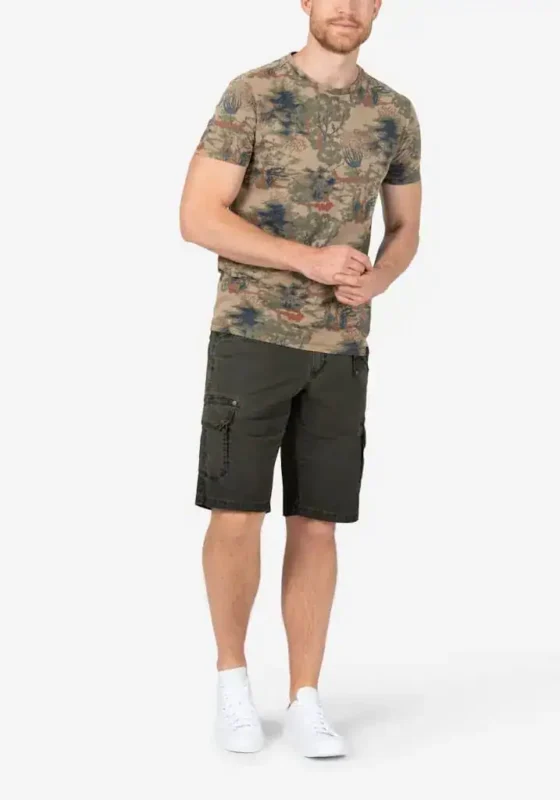 Timezone - Vintage Print T-Shirt, Brown green - Image 2