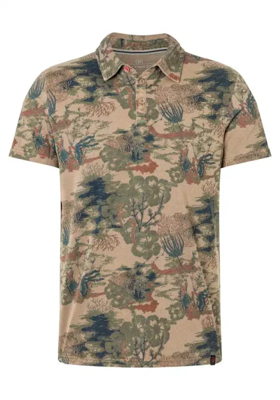 Timezone - Fancy polo shirt, Brown green print - Image 3