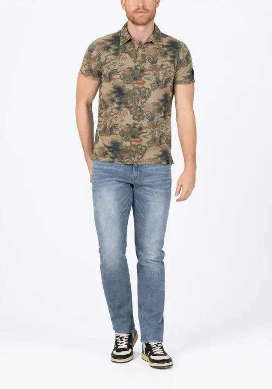 Timezone - Fancy polo shirt, Brown green print - Image 2
