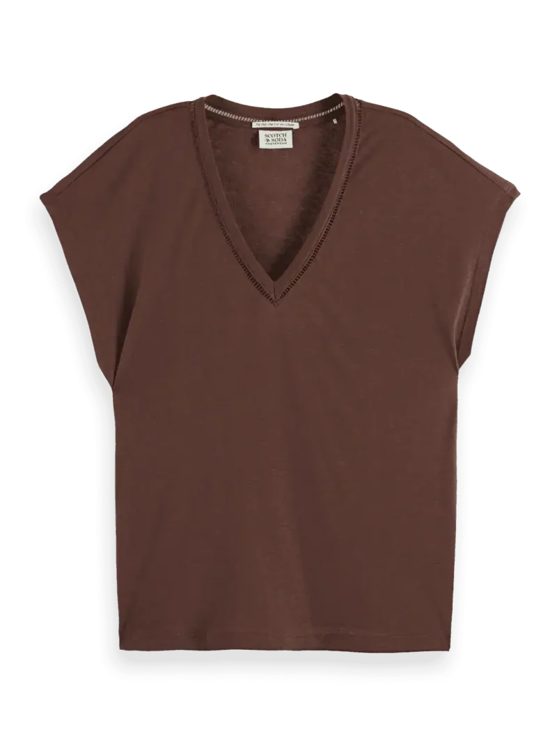 Scotch & Soda U9A00648T, Cotton Linen V-Neck T-Shirt - Image 5