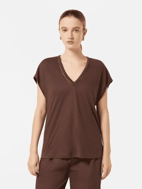 Scotch & Soda U9A00648T, Cotton Linen V-Neck T-Shirt