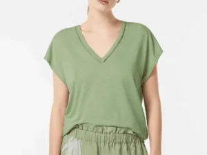 Scotch & Soda Cotton Linen V-Neck T-Shirt , Pistachio