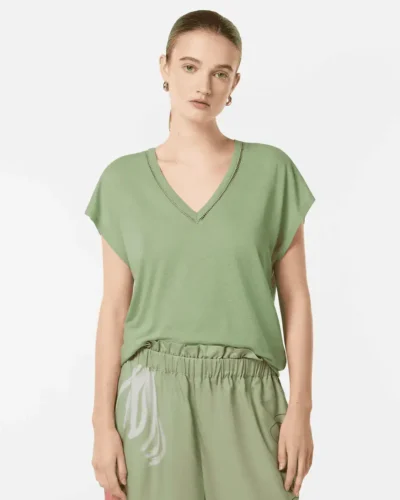 Scotch & Soda U9A00648T,Cotton Linen V-Neck T-Shirt , Pistachio