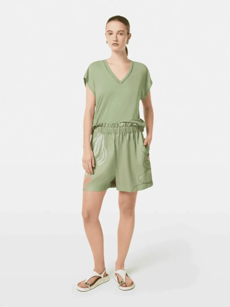 Scotch & Soda Cotton Linen V-Neck T-Shirt , Pistachio - Image 2