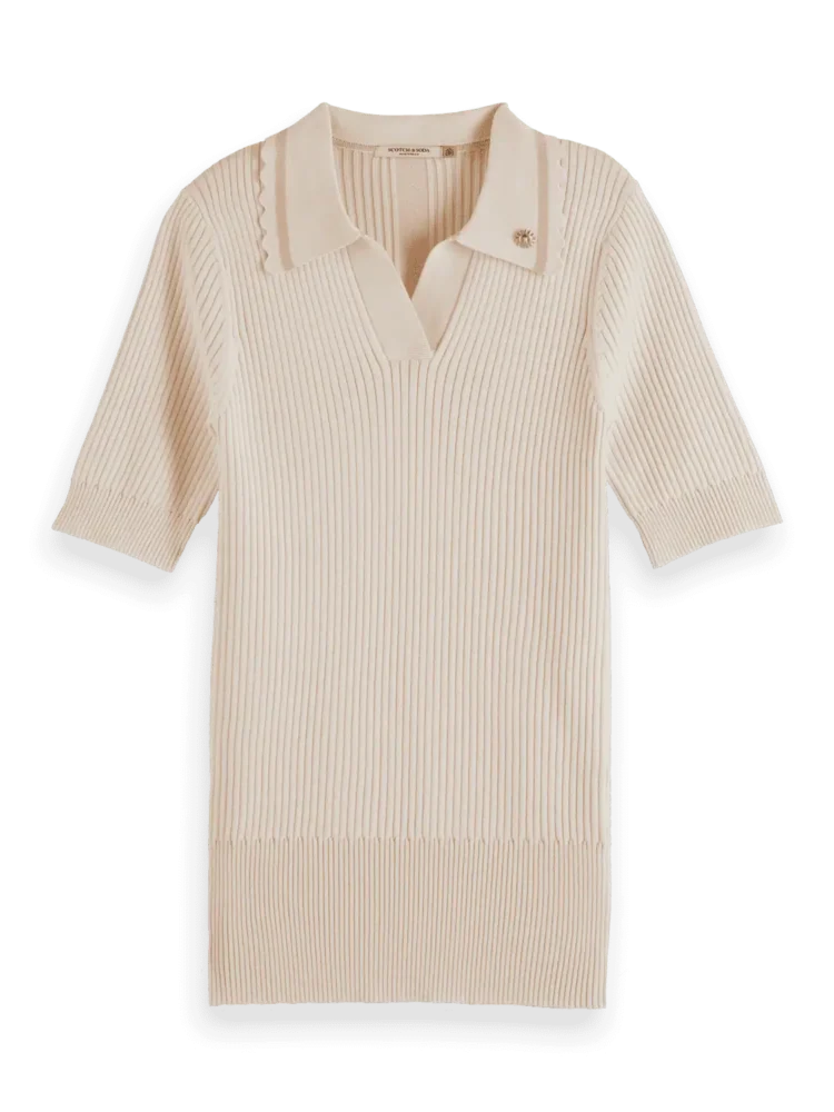 Scotch & Soda Rib polo neck short sleeve pullover - Image 5
