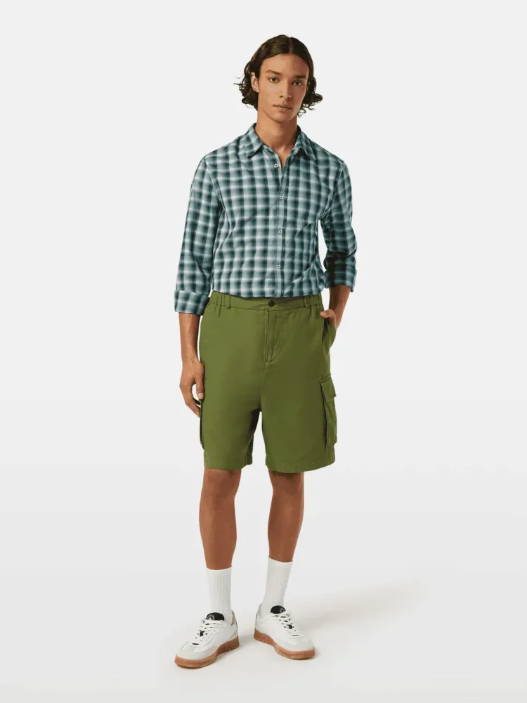 Scotch & Soda 180003 Cotton-linen relaxed fit cargo short Army - Image 2
