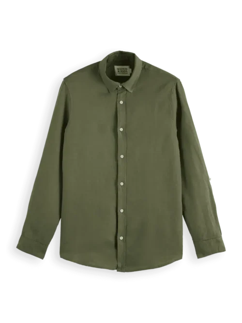 Scotch & Soda 180016 Regular fit 100% linen shirt, Army - Image 6