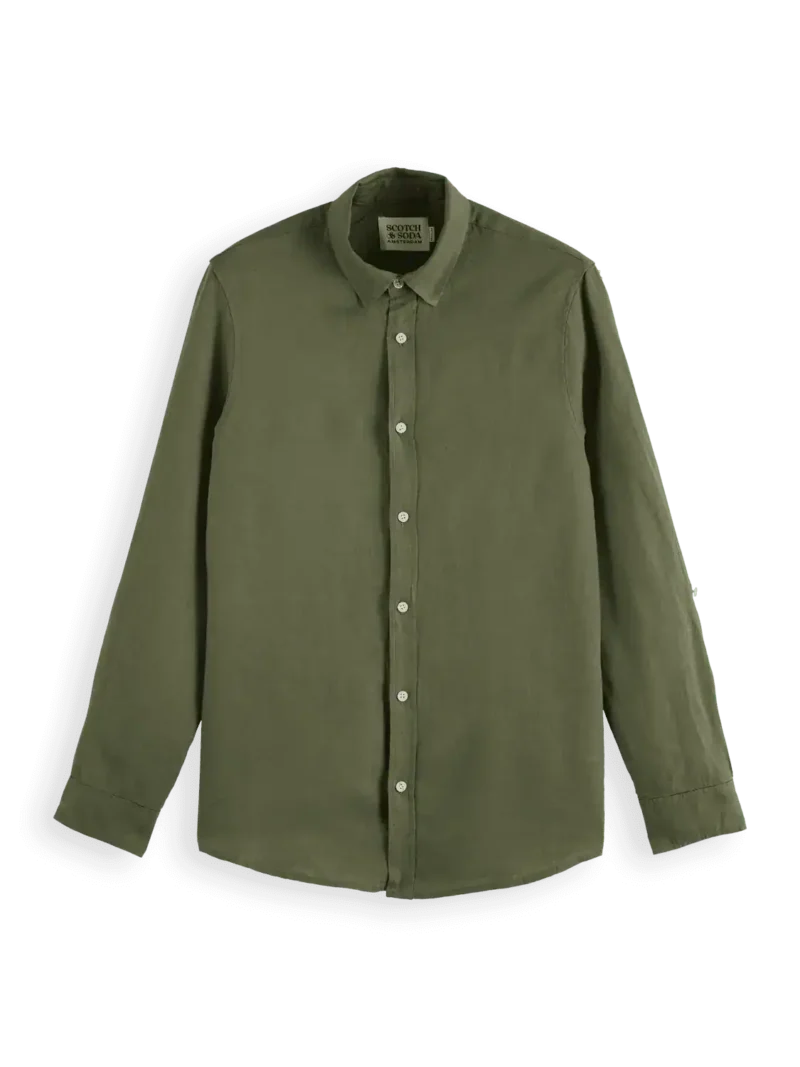 Scotch & Soda 180016 Regular fit linen shirt, Army - Image 6