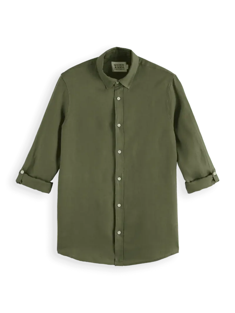Scotch & Soda 180016 Regular fit linen shirt, Army - Image 4