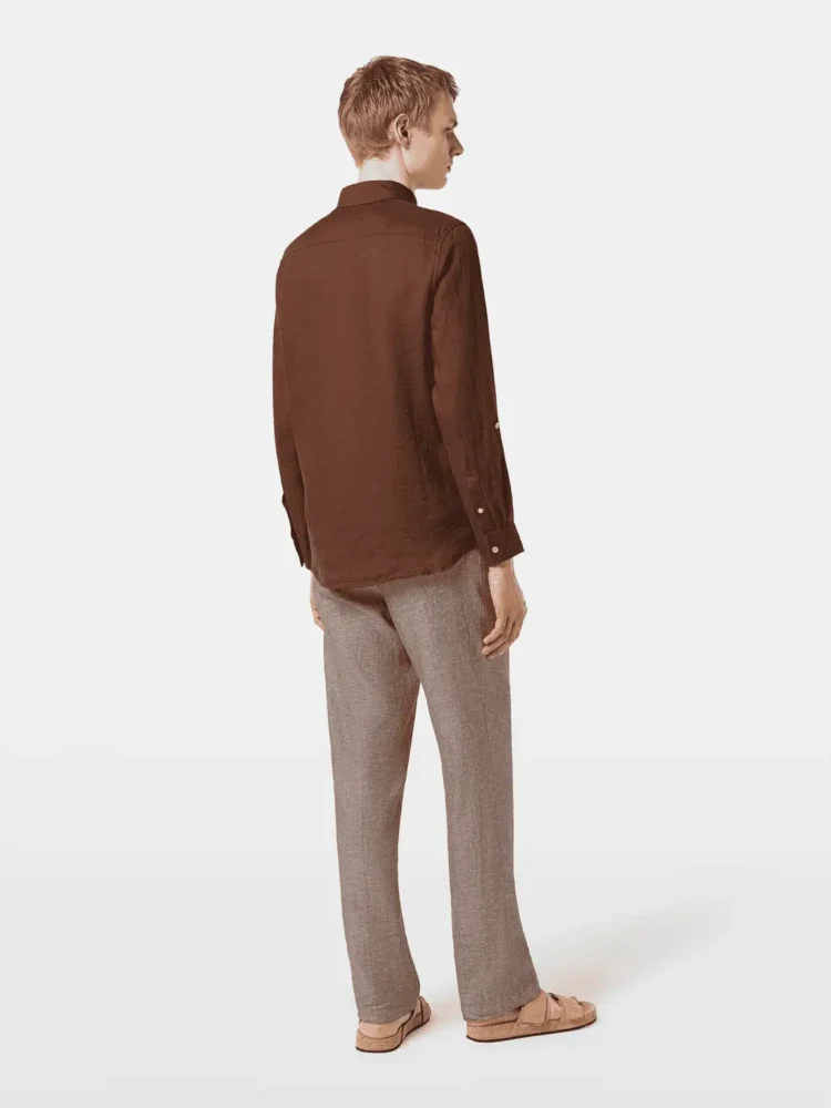 Scotch & Soda Regular fit linen shirt, Cold brew - Image 3