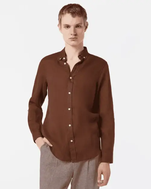 Scotch & Soda 180016 Regular fit 100% linen shirt, Cold brew