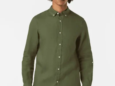 Scotch & Soda Regular fit linen shirt, Army