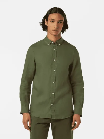 Scotch & Soda Regular fit linen shirt, Army