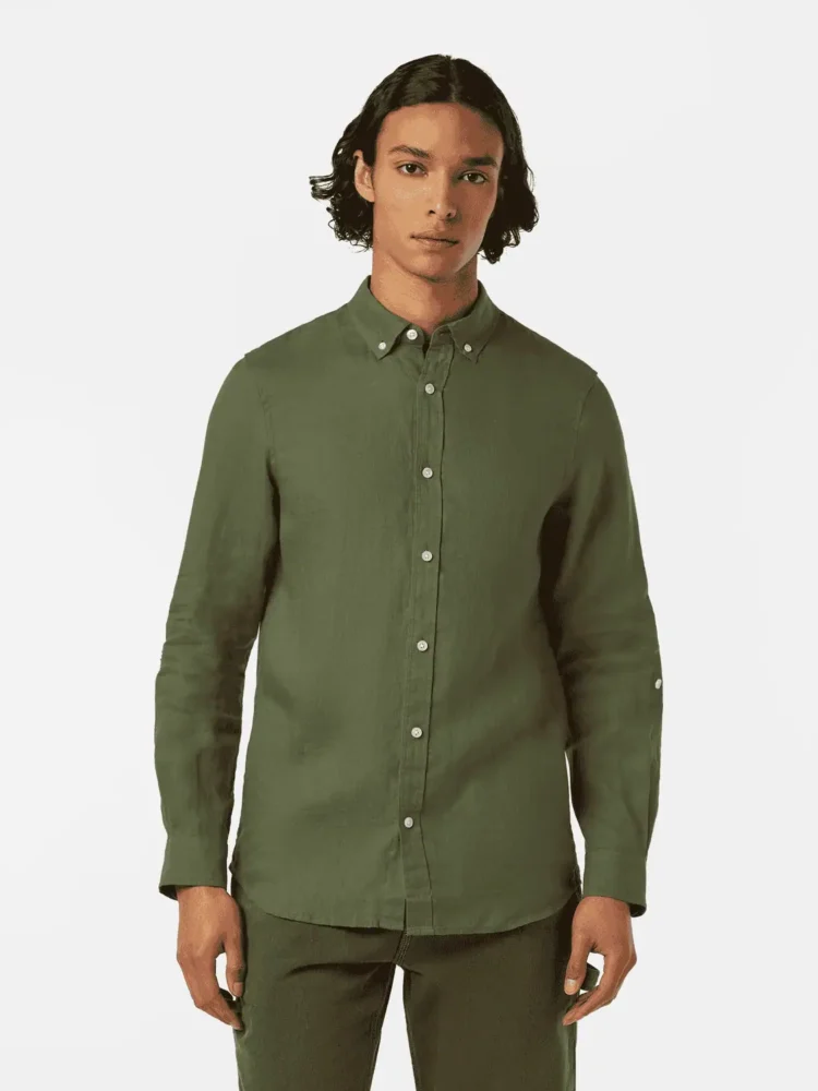 Scotch & Soda Regular fit linen shirt, Army