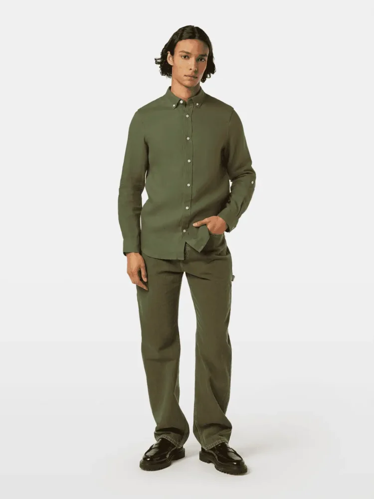 Scotch & Soda Regular fit linen shirt, Army - Image 2