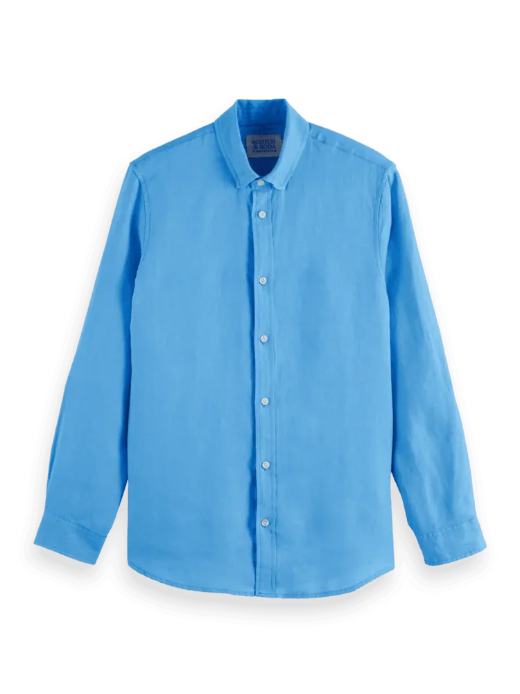 Scotch & Soda Regular fit linen shirt, Aqua blue - Image 2