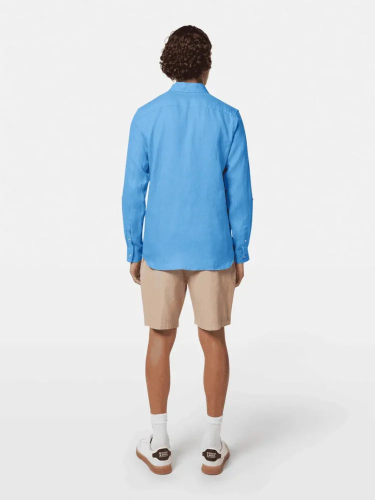 Scotch & Soda Regular fit linen shirt, Aqua blue - Image 4