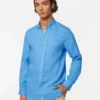 Scotch & Soda Regular fit linen shirt, Aqua blue