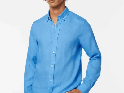Scotch & Soda Regular fit linen shirt, Aqua blue