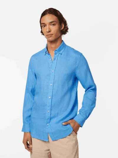 Scotch & Soda Regular fit linen shirt, Aqua blue