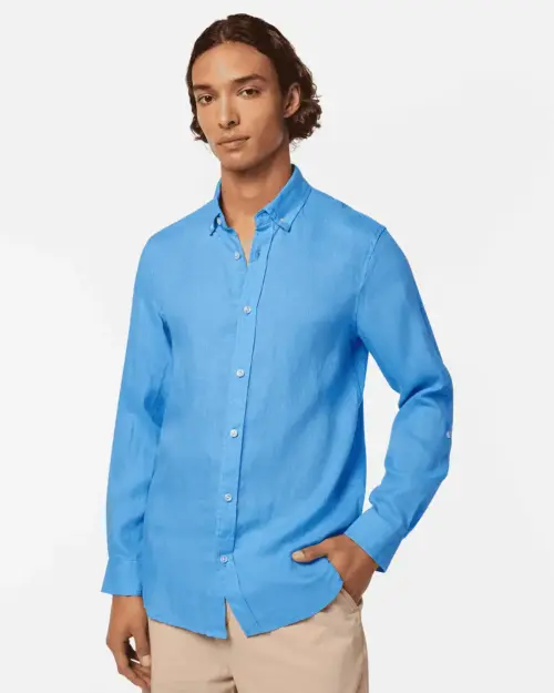 Scotch & Soda 180016 Regular fit 100% linen shirt, Aqua blue