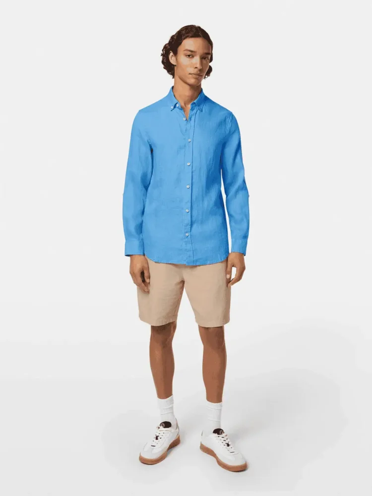Scotch & Soda Regular fit linen shirt, Aqua blue - Image 3