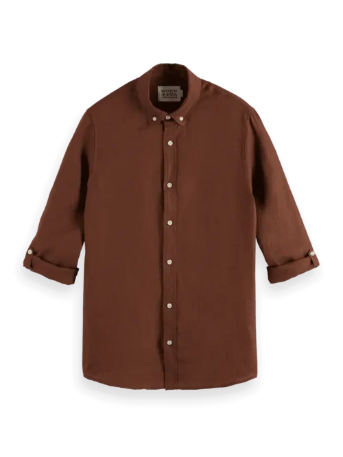Scotch & Soda 180016 Regular fit 100% linen shirt, Cold brew - Image 5