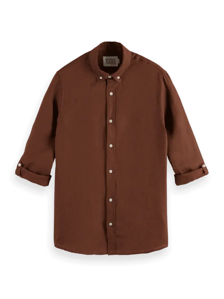 Scotch & Soda Regular fit linen shirt, Cold brew - Image 5