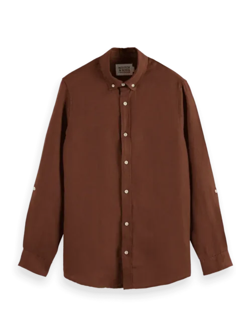Scotch & Soda 180016 Regular fit 100% linen shirt, Cold brew - Image 6
