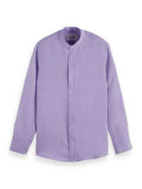 Scotch & Soda 180017Regular fit stand-up collar linen shirt, Lavender