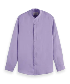 Scotch & Soda 180017Regular fit stand-up collar linen shirt, Lavender