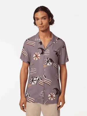 Scotch & Soda 180032 Printed Short Sleeve Regular-Fit Viscose Shirt