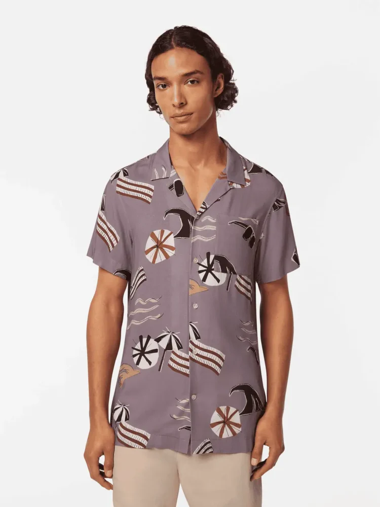 Scotch & Soda Printed Short Sleeve Regular-Fit Viscose Shirt