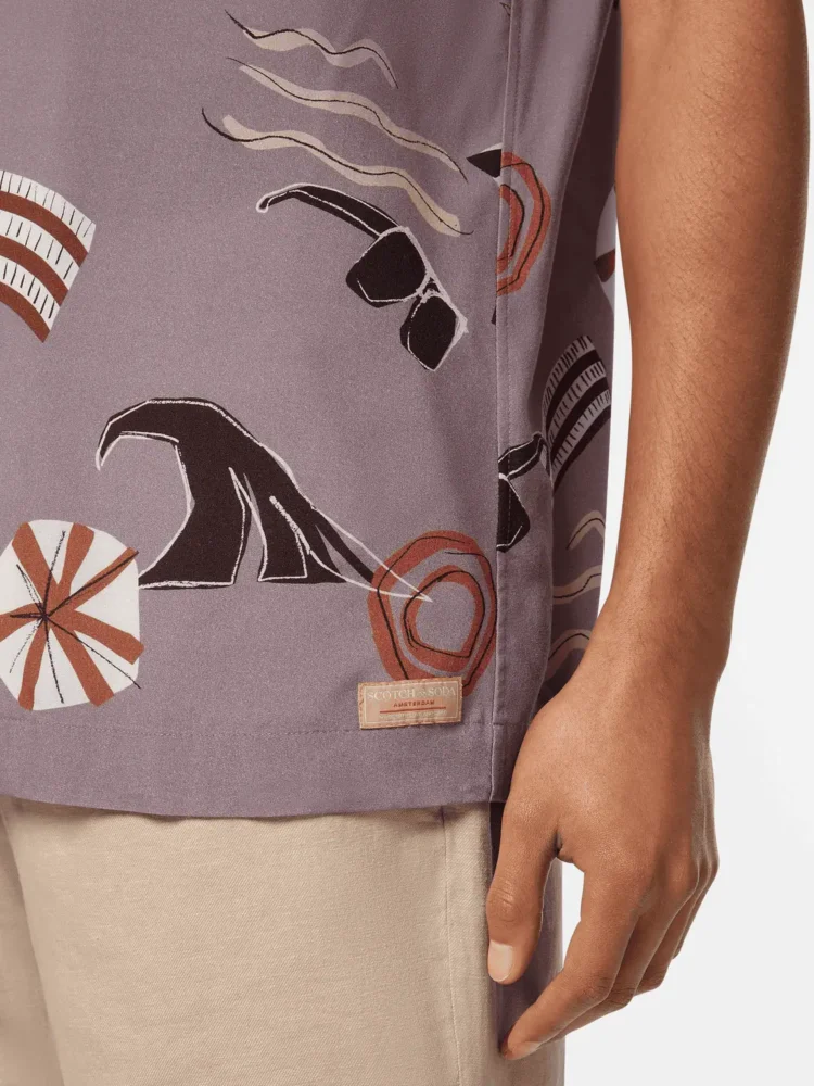 Scotch & Soda Printed Short Sleeve Regular-Fit Viscose Shirt - Image 4