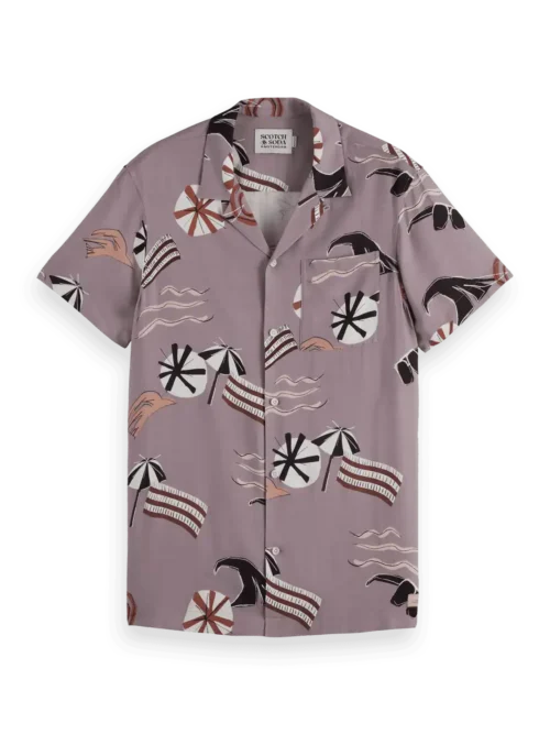 Scotch & Soda 180032 Printed Short Sleeve Regular-Fit Viscose Shirt image4