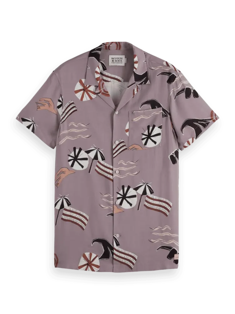 Scotch & Soda Printed Short Sleeve Regular-Fit Viscose Shirt - Image 6
