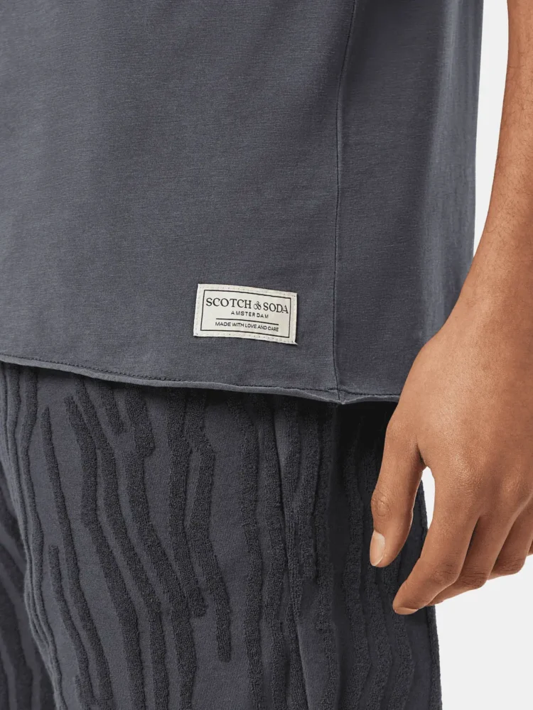 Scotch & Soda 180042 Relaxed fit raw edge T-shirt, Washed black - Image 3