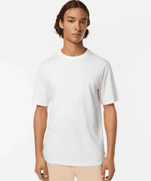 Scotch & Soda 180045 Regular-Fit Cotton-Linen T-Shirt, White