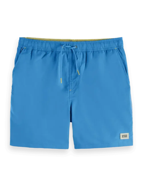 Scotch & Soda 180379 Mid-Length Solid Colour Swim Shorts, Aqua Blue - Image 5