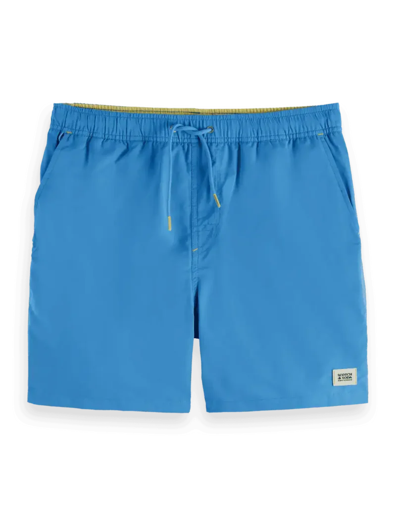 Scotch & Soda 180379 Mid-Length Solid Colour Swim Shorts, Aqua Blue - Image 5