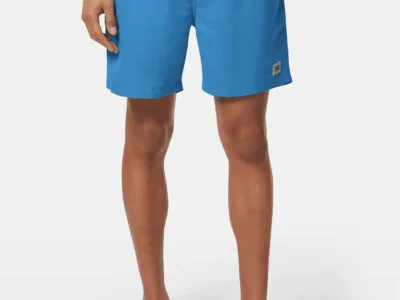 Scotch & Soda Mid-Length Solid Colour Swim Shorts, Aqua Blue